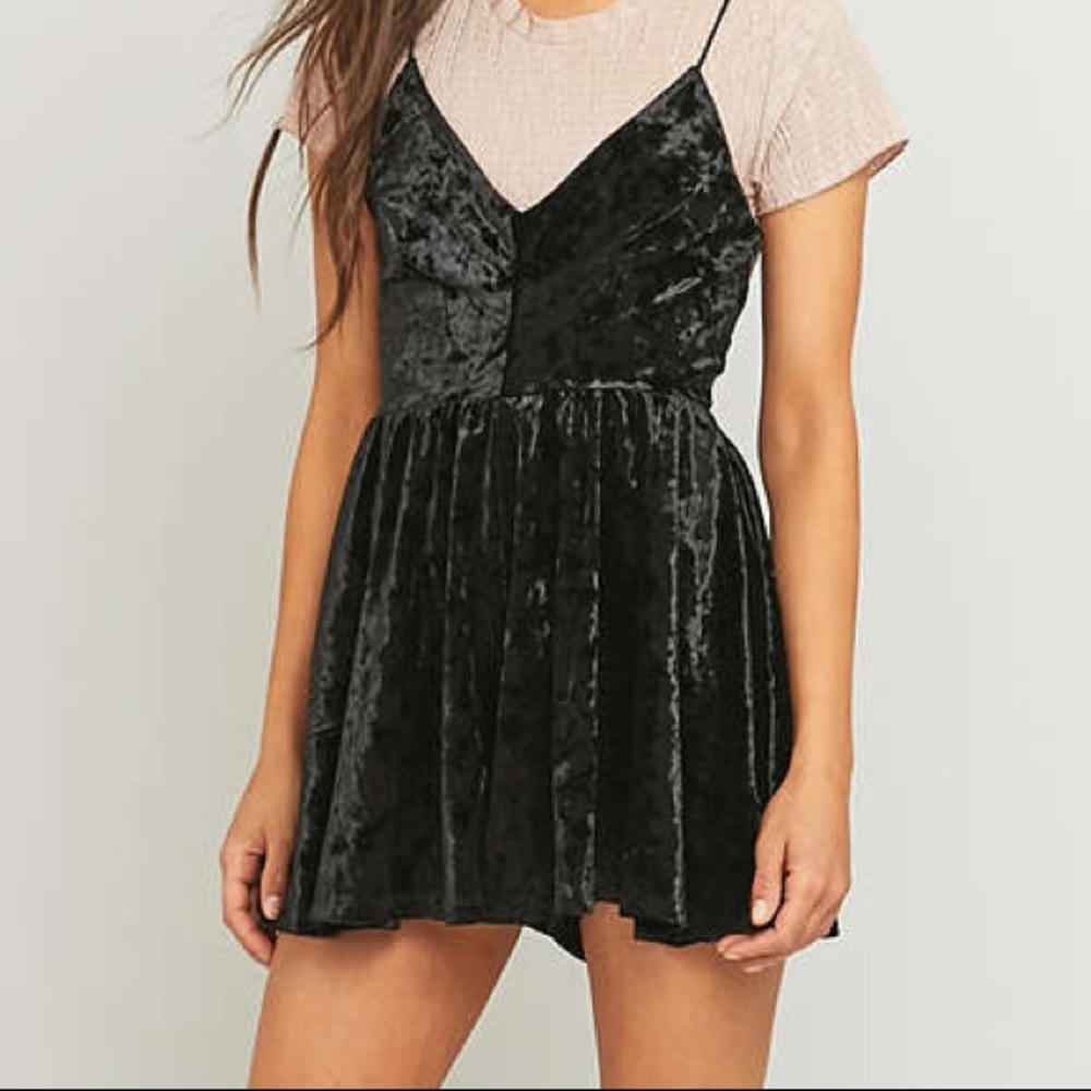 Urban black velvet romper